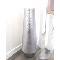 Long vase H 70 cm in silver ceramic