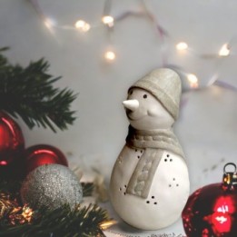 Boneco de neve porta-velas