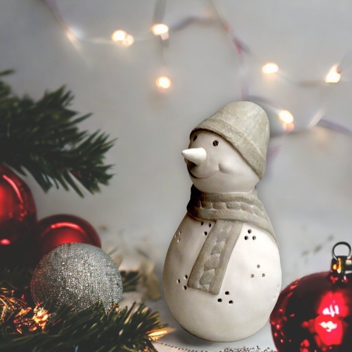 Boneco de neve porta-velas