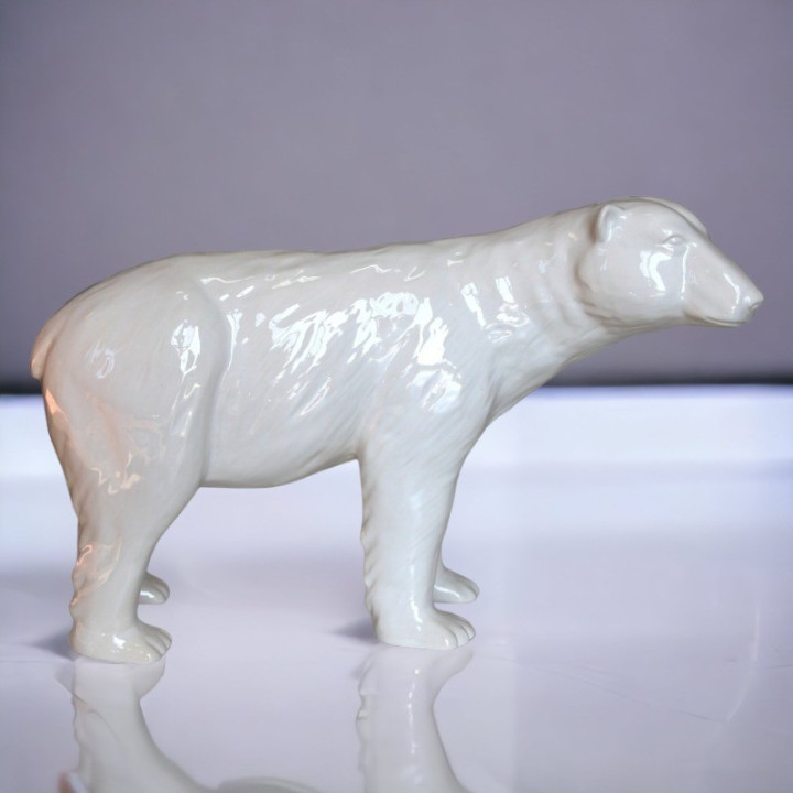 Oso polar en barro vidriado decorativo