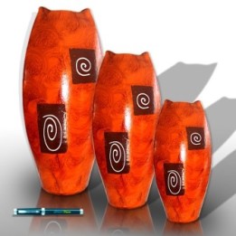 Ensemble de vases aplati orange