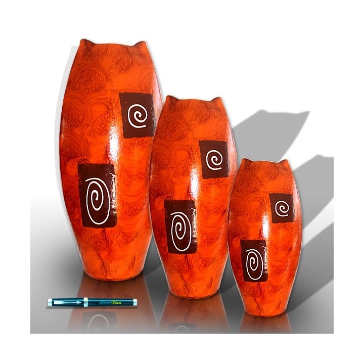 Ensemble de vases aplati orange