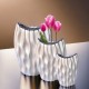 3 concaves white vases