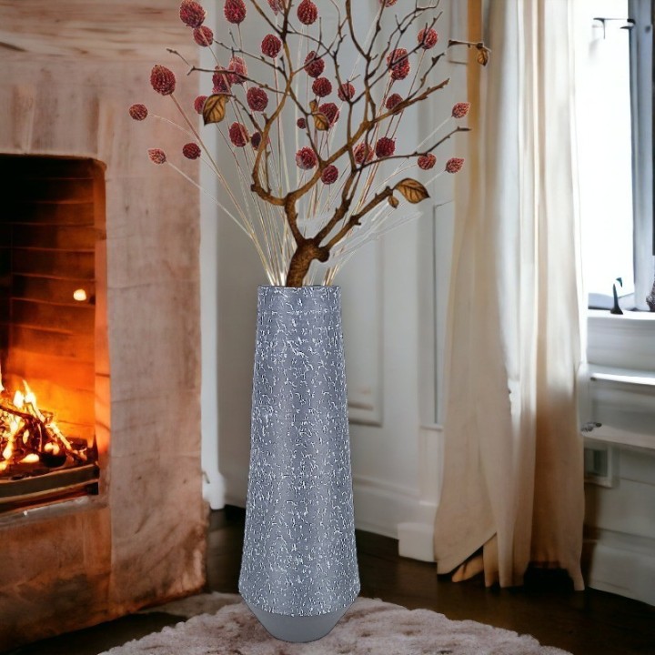 Contemporary Vase soft grey with engraving