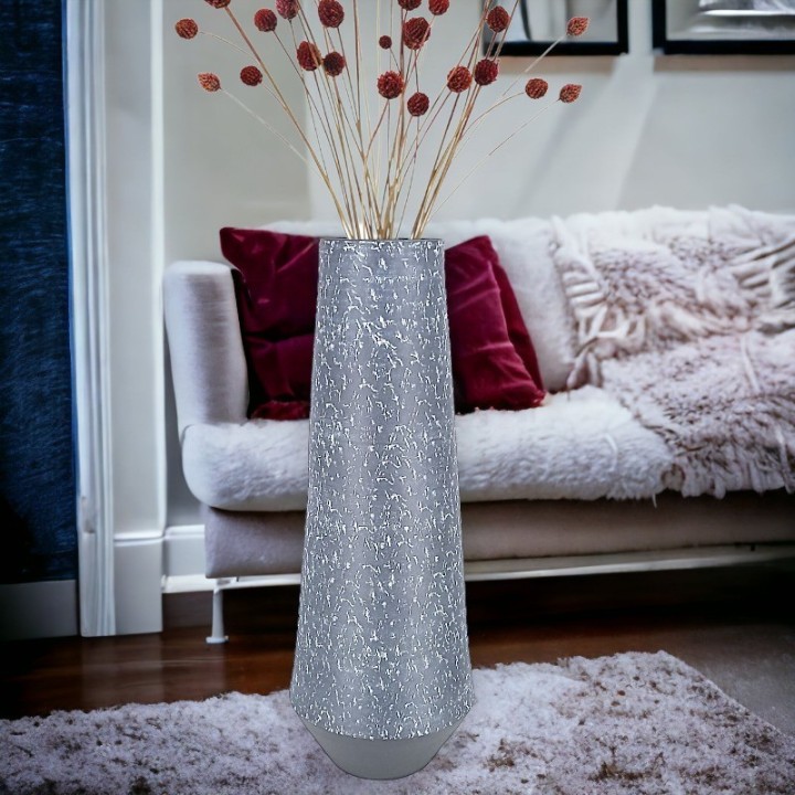Contemporary Vase soft grey with engraving