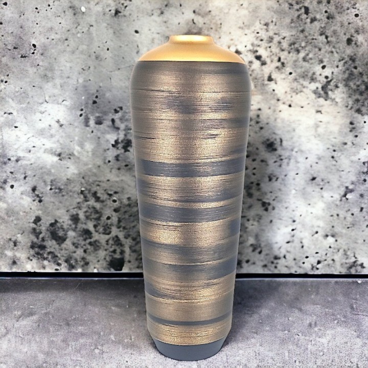 Jarrón decorativo negro dorado grande