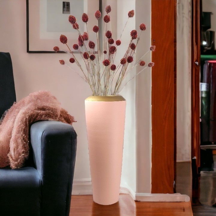Solitário de cerâmica rosa pastel com detalhe dourado