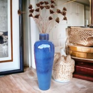 Jarrão azulão decorativo em cerâmica