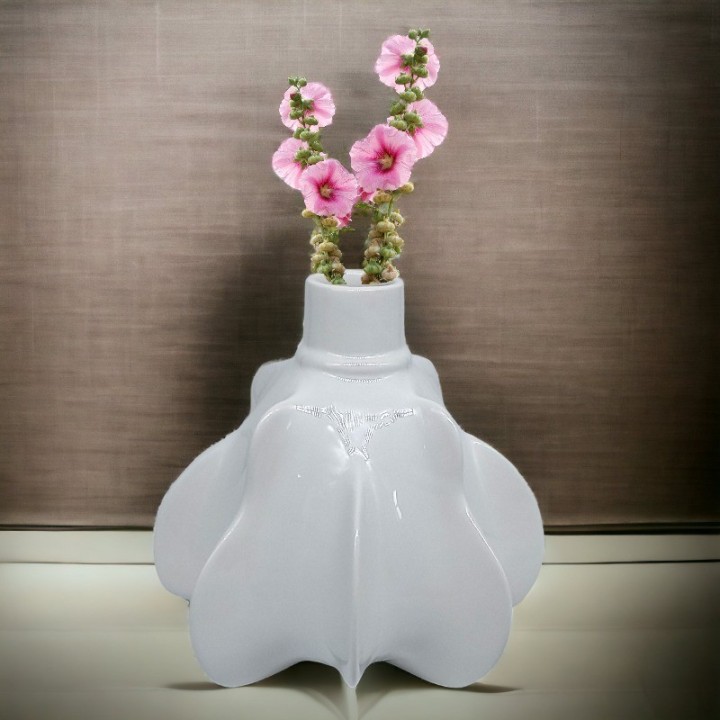 Contemporary pumpkin vase in fine ceramic
