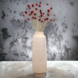 Vase contemporain taupe sec avec gravure