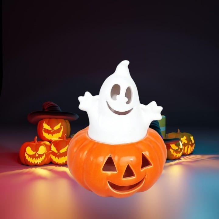 zucca Halloween con fantasma