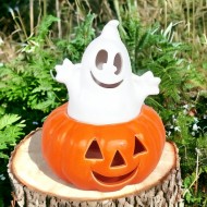 calabaza Halloween con fantasma