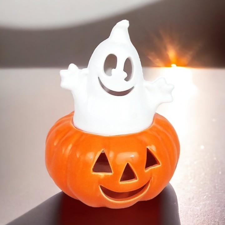 Abóbora Halloween com fantasama