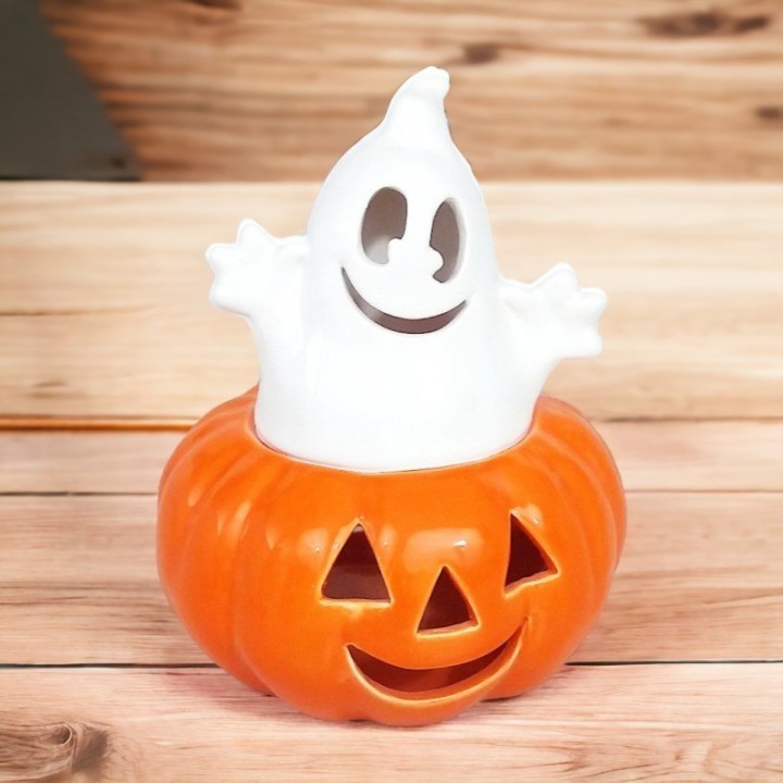 Abóbora Halloween com fantasama