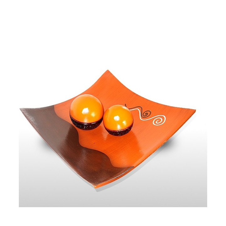 Detail von orangene und braune Schale mit Kugeln