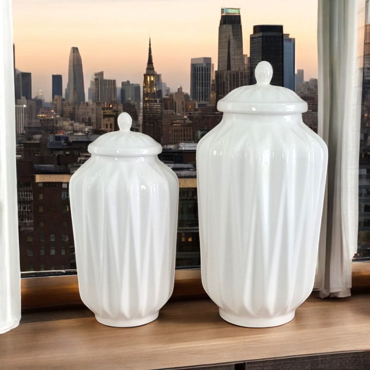 Primo piano artigianale della ceramica Set di Vasi in Ceramica