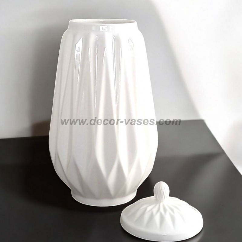 Octdays Set di 2 vasi in ceramica bianca, per la decorazione della casa, stile moderno bohémien, a forma di ciambella, vaso rotondo con incrocio cavo, per matrimoni, sala da pranzo, soggiorno, tavolo