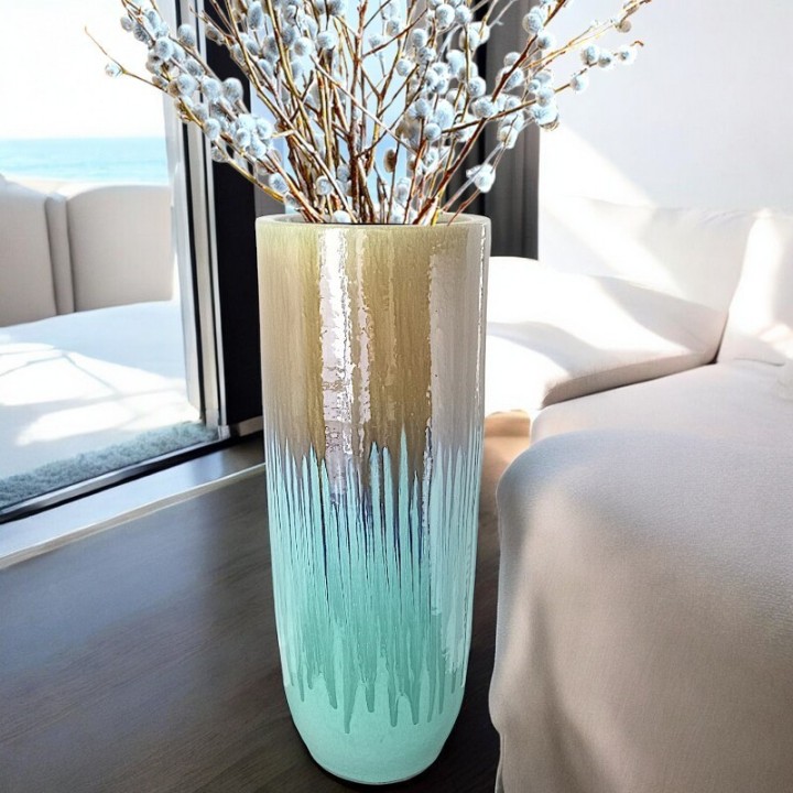 Contemporary turquoise floor vase