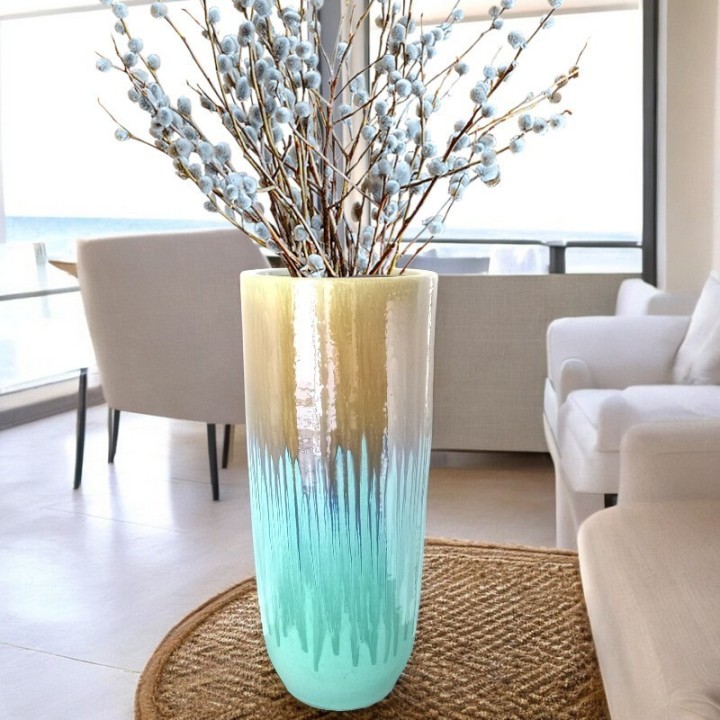 Contemporary turquoise floor vase