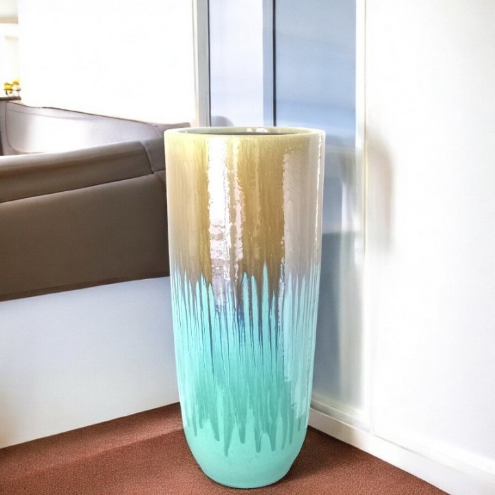 Contemporary turquoise floor vase