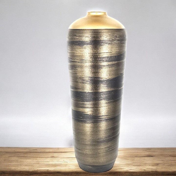 Contemporary Vase golden black terracotta