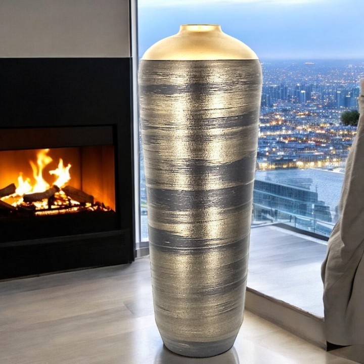 Contemporary Vase golden black terracotta