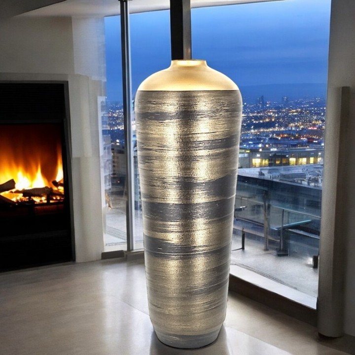 Contemporary Vase golden black terracotta