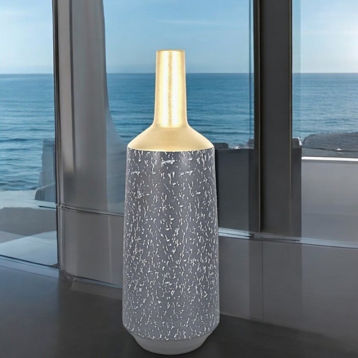 Contemporain vase noir et or en ceramique 