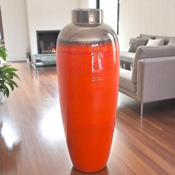 Black large  vase glazed