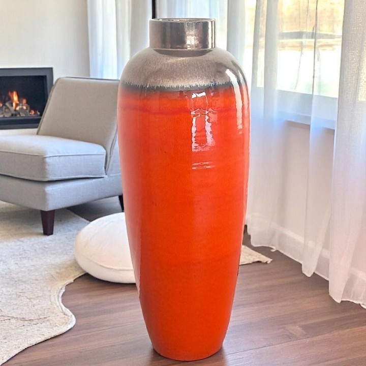 Black large  vase glazed