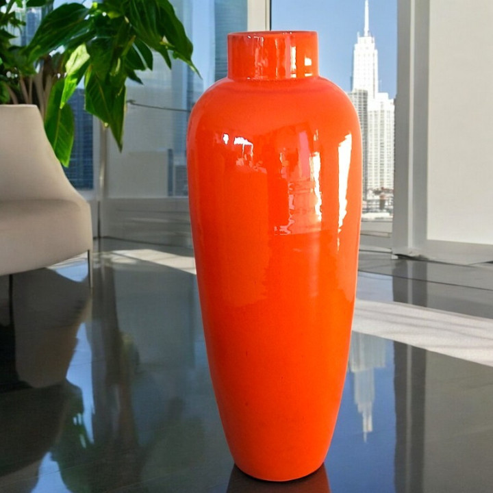 Vaso grande da terra arancione artigianale