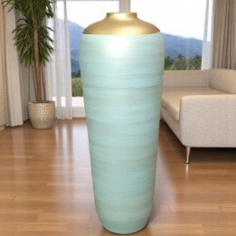 jarrão terracota verde pastel e dourado em cerâmica