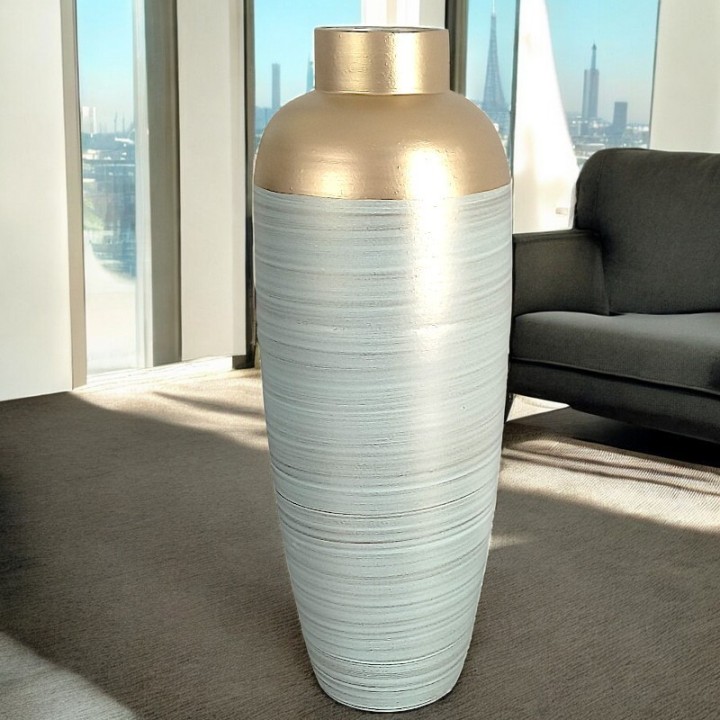 Large vase in pastel green and gold