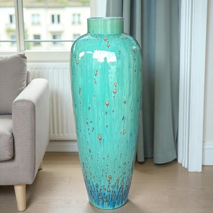 Handgefertigte Terrakotta-Keramikvase – Exklusives Ozean-Inspiriertes Design