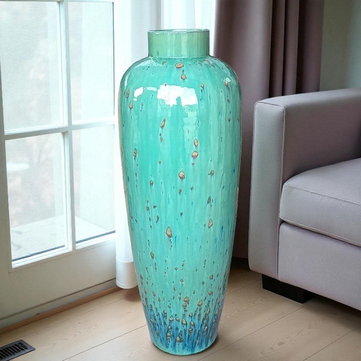 Handcrafted Terracotta Ceramic Vase – Exclusive Ocean-Inspired Design