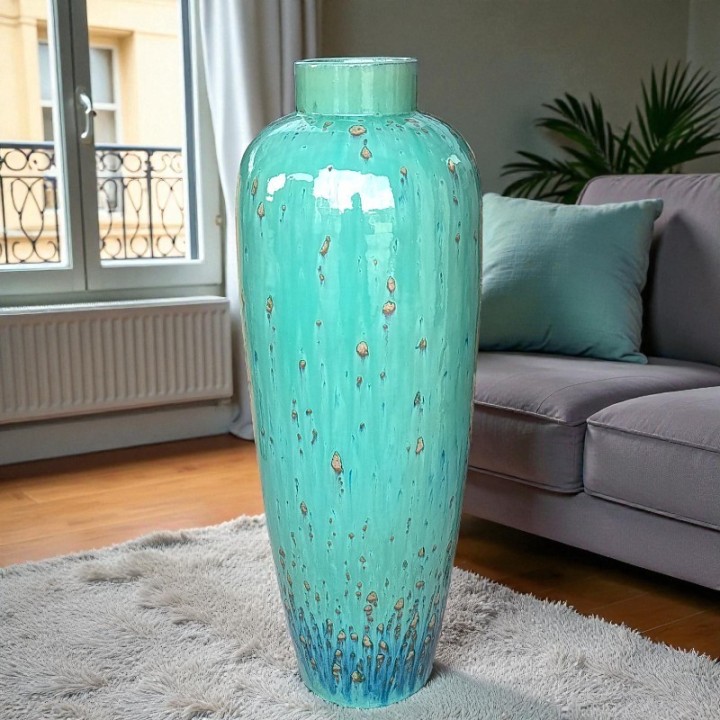 Handgefertigte Terrakotta-Keramikvase – Exklusives Ozean-Inspiriertes Design