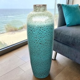 Luxury Turquoise & White Terracotta Vase – 70cm (Limited Edition)