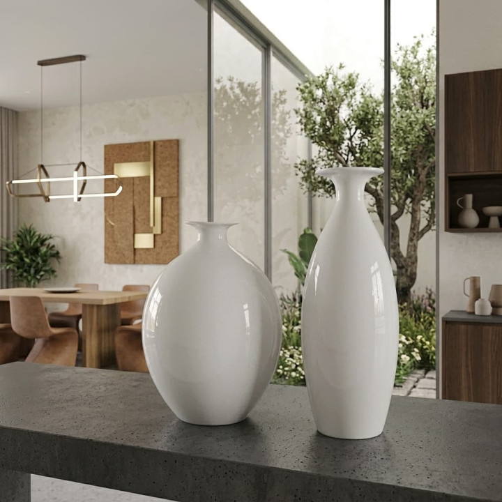 Perspective de ensemble de 2 vases blancs