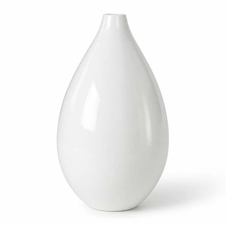 Silhueta de jarra balão branca vidrada