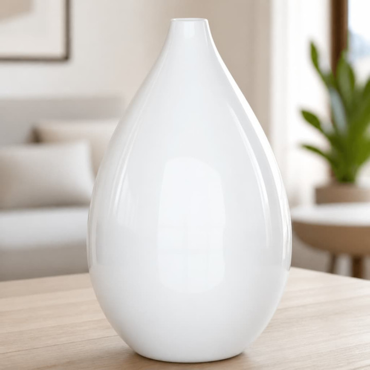 Vase ballon blanc en terre cuite émaillée