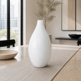 White balloon vase on contemporary dining table