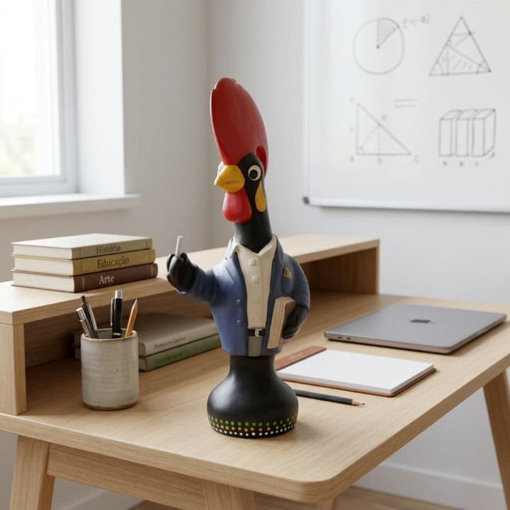 Galo de Barcelos professor cerâmica vista frente