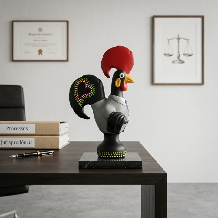 Galo de Barcelos advogado cerâmica vista perfil