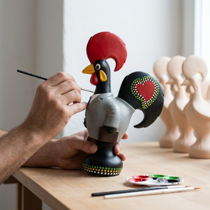 Hand painted ceramic Barcelos rooster lawyer figurine
