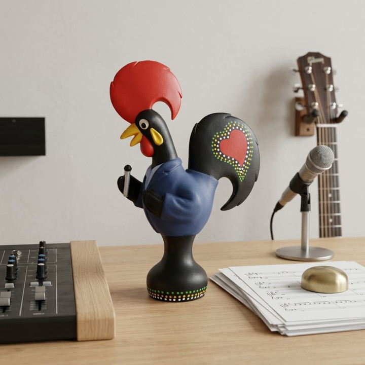 Gallo di Barcelos cantante in ceramica
