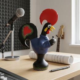 Singing Rooster of Barcelos ceramic side profile view