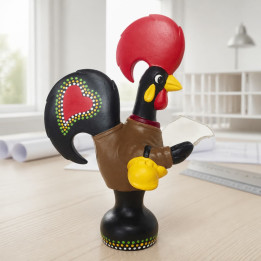 Ceramic Barcelos rooster architect model detailed close up view