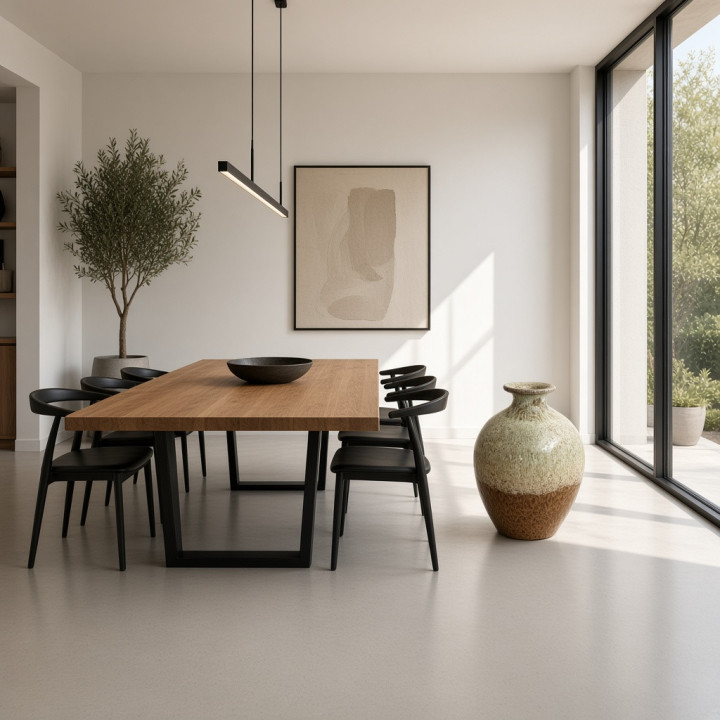 Vase de sol en ceramique bicolore beige et marron
