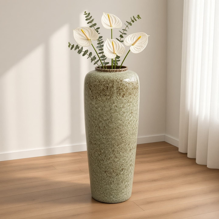 Bodenvase Keramik olivgruen Ansicht von vorne