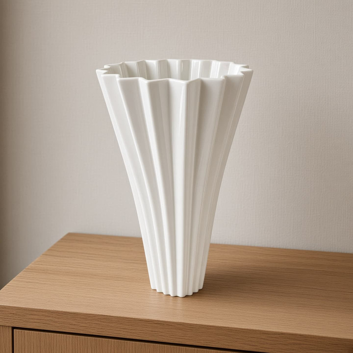 Large size fan shaped ceramic vase